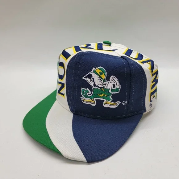 VTG 90s Notre Dame Fighting Irish Snapback Hat Vortex Swirl Twins Enterprise Cap